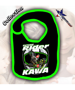 Bavoir bébé motocross imprimé kawasaki